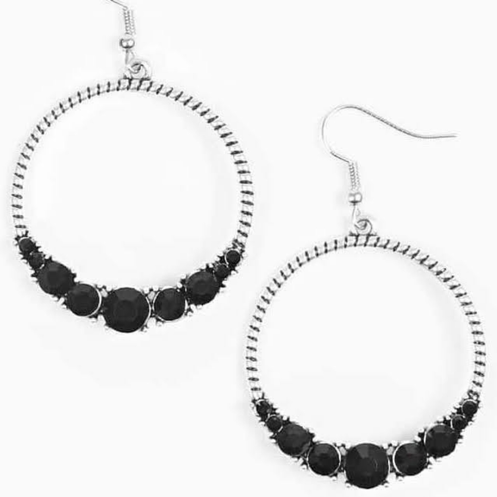 2 for $5 / $4 each ~~ Black & Silver Earrings